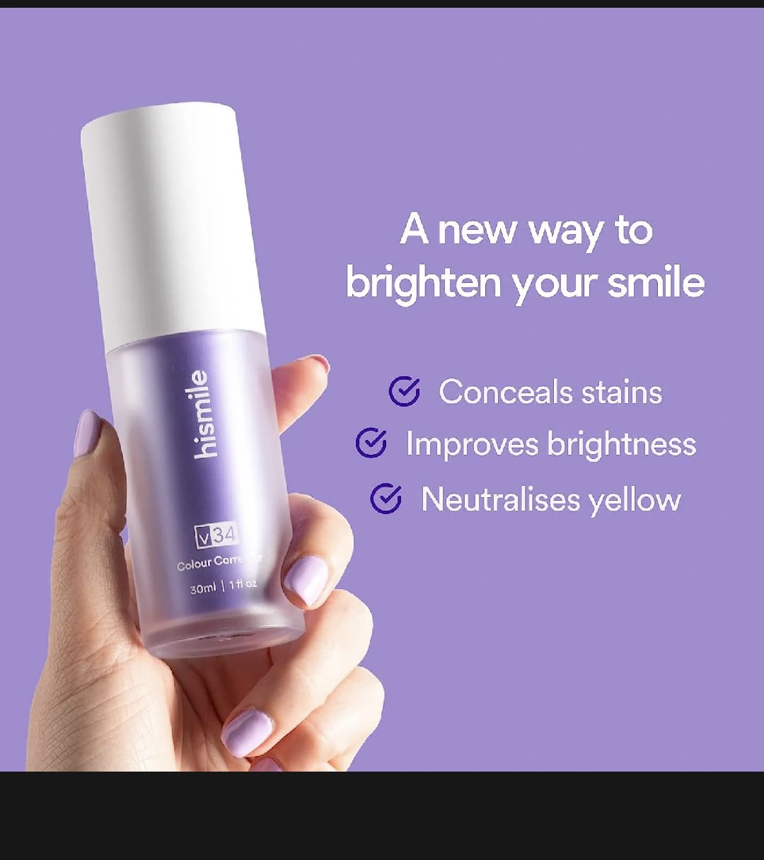 HISMILE V34 COLOUR CORRECTOR SERUM – INSTANT TEETH BRIGHTENING SERUM (30ML)